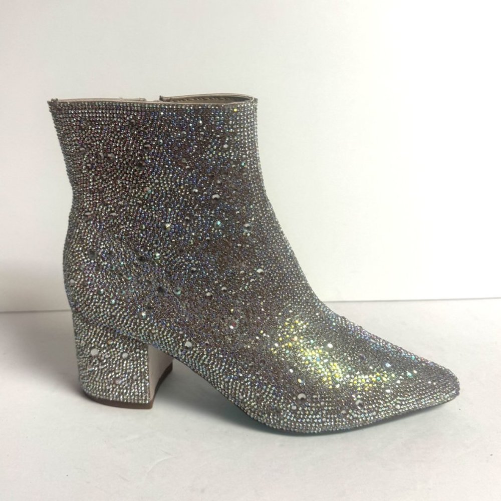 Betsey Johnson Silver Ankle Boots